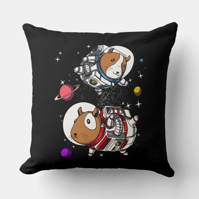 Space Guinea Pigs Astronauts Cosmic Cavy Pet Throw Pillow (Front)
