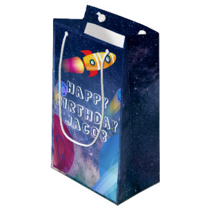 Space Happy Birthday Personalized Small Gift Bag
