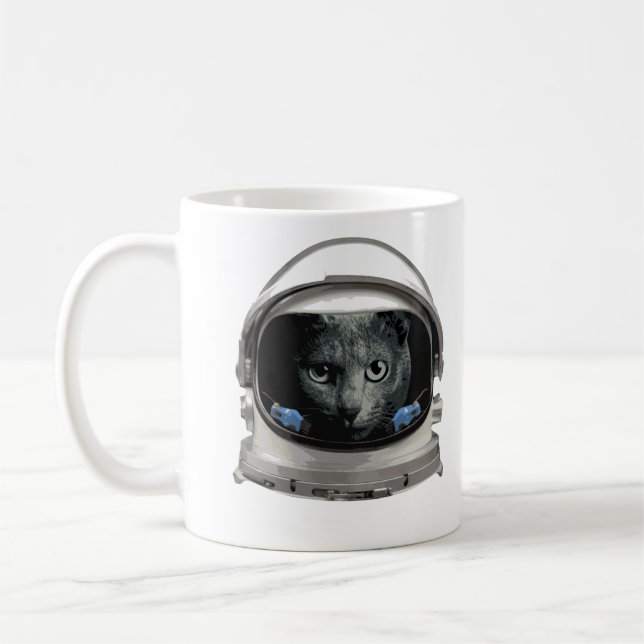 Space Helmet Astronaut Cat Coffee Mug (Left)