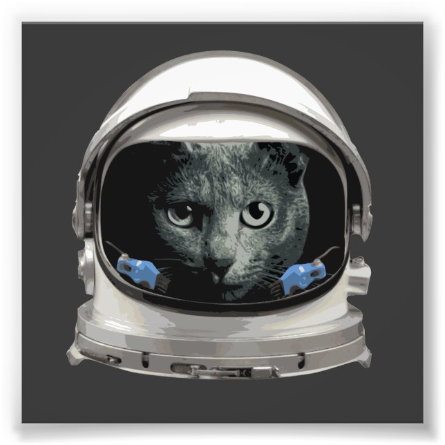 Space Helmet Astronaut Cat Photo Print (Front)