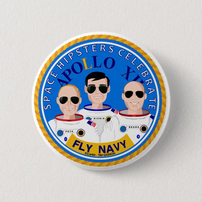 Space Hipsters Apollo 12 Anniversary Button (Front)