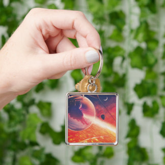 Space Hot Air Balloon 55 Cancri Volcanic Hellscape Keychain