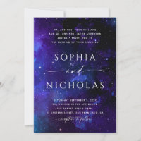 Space invitation. Night wedding. Universe. Stars