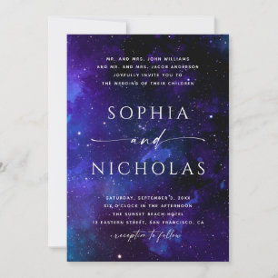 Space invitation. Night wedding. Universe. Stars Invitation