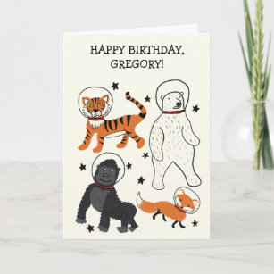 Space is Wild Animal Astronauts Birthday Card