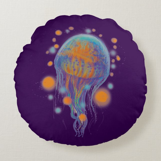space jellyfish round pillow (Front)