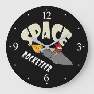 Space journey of a rocketeer  large clock
