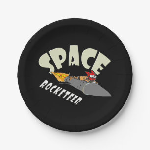 Space journey of a rocketeer paper plate