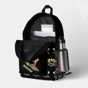 Space journey of a rocketeer printed backpack