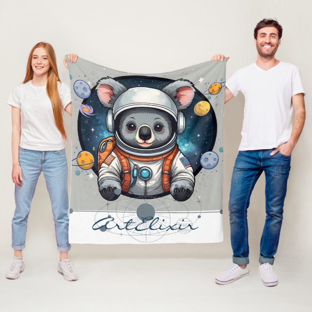 Space Koala Print  Fleece Blanket (In Situ)