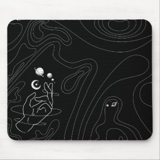 Space line art deskmat mouse pad