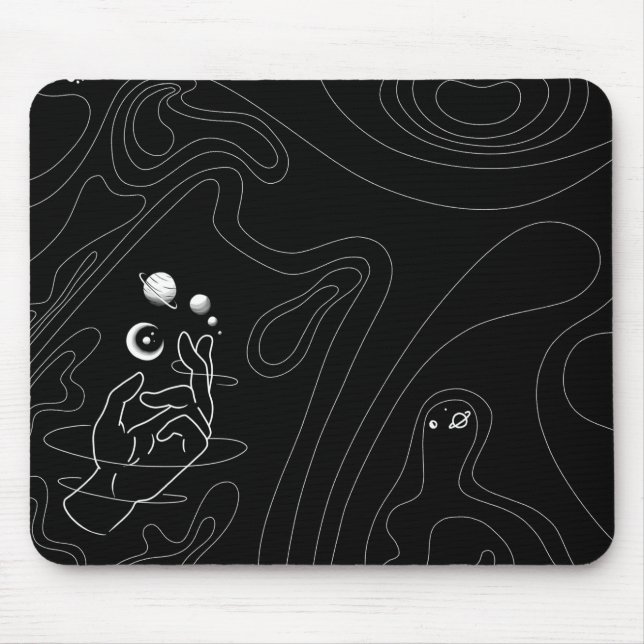 Space line art deskmat mouse pad (Front)