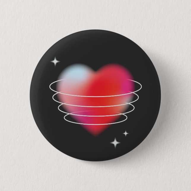 Space love, red heart hitech design valentines day 2 inch round button (Front)