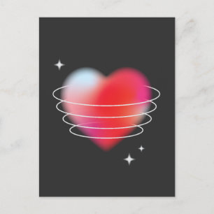 Space love, red heart hitech design valentines day postcard