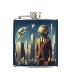 Space man hip flask