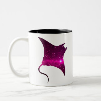 Space manta pink electricray fish Two-Tone coffee mug