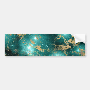 Space Marble Black Green Starry Night Golden Bumper Sticker