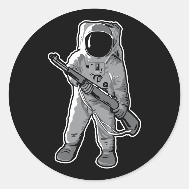 Space Marine - Astronaut with a Rifle Classic Round Sticker (Front)