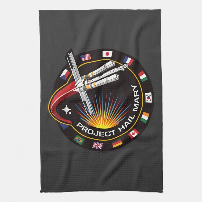 Space Mission Patch Kitchen Towel (Vertical)