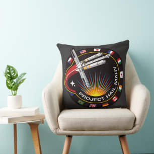 Space Mission Patch Throw Pillow