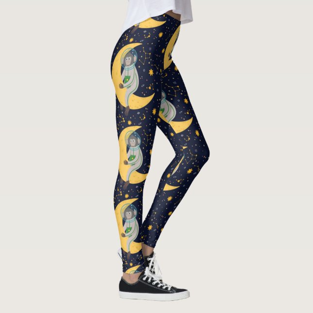 Space Monkey Pattern Leggings (Right)
