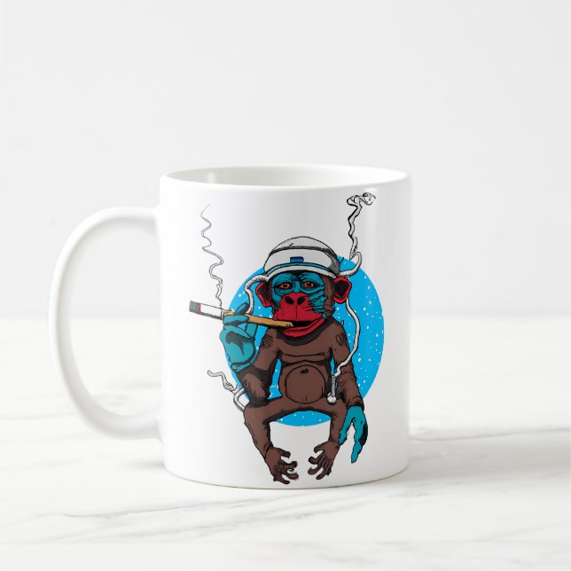 Space Monkey With Cigar Coffee Mug (Left)