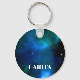 Space Monogram Button Keychain