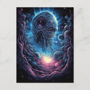 Space Monster Horror Art Postcard