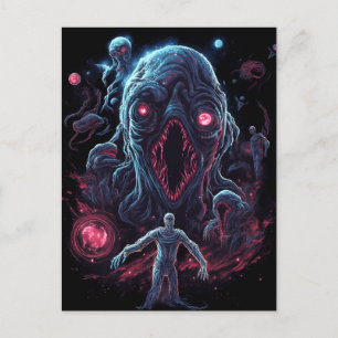 Space Monster Horror Art Postcard