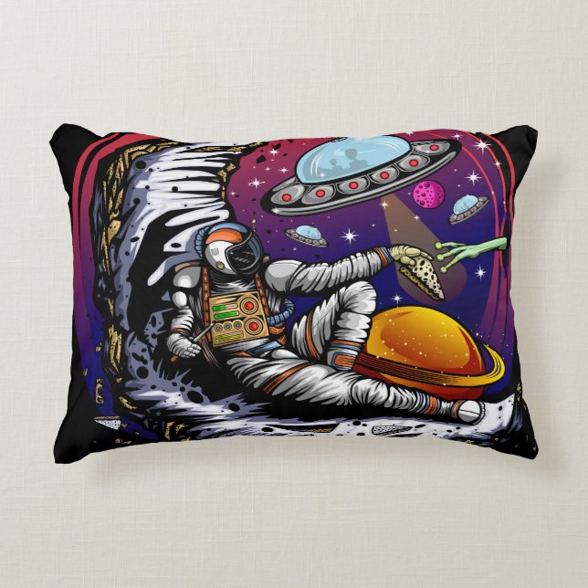 Space Moon Cheese Accent Pillow (Front)