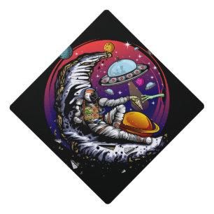 Space Moon Cheese Graduation Cap Topper