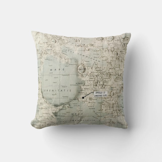 SPACE: MOON MAP, 1972 THROW PILLOW (Front)