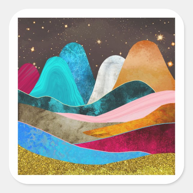 Space Mountains Square Sticker (Front)