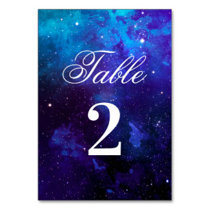 Space navy wedding. Night stars. Purple universe Table Number