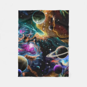 Space Nebula and Planets Fleece Blanket
