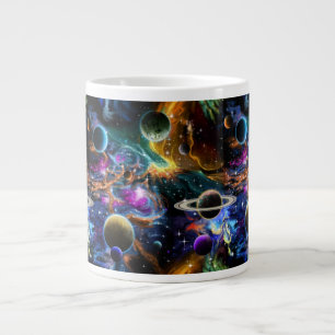 Space Nebula and Planets Large Coffee Mug
