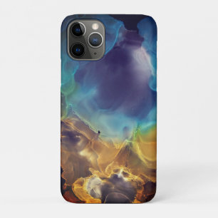 Space Nebula blue yellow Alcohol ink art iPhone 11 Pro Case