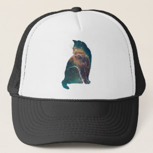 Space Nebula Cat Trucker Hat