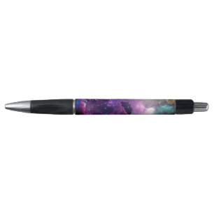 Space Nebula pink and purple, stars Alcohol ink Pen