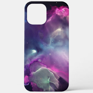 Space Nebula pink blue green Alcohol ink art iPhone 12 Pro Max Case