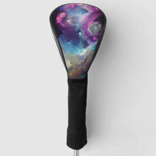 Space Nebula pink blue yellow Alcohol ink art  Golf Head Cover