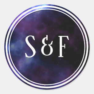 Space Nebula Purple Galaxy Monogram Envelope Seal