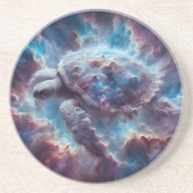 Space Nebula Sea Turtle  Coaster (Front)