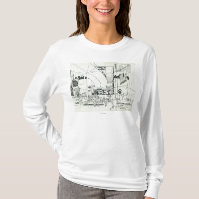 Space Needle Aerial Concept Drawing 2 T-Shirt (Front)