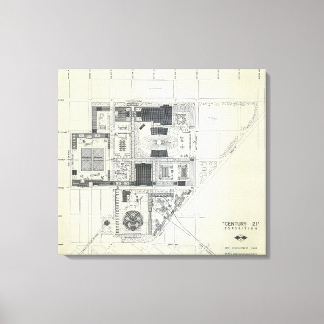 Space Needle Aerial Concept Drawing 3 Canvas Print (Front)