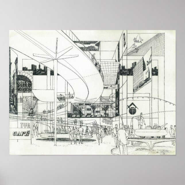 Space Needle Aerial Concept Drawing 3 Poster (Front)