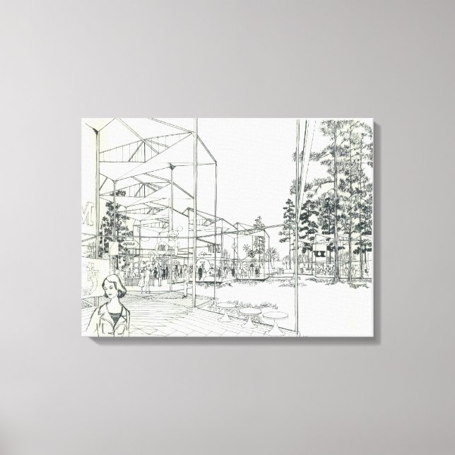 Space Needle Aerial Concept Drawing Canvas Print (Front)