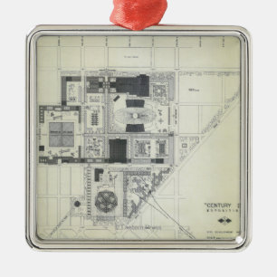 Space Needle Aerial Concept Drawing Metal Ornament