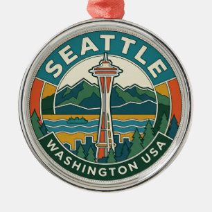 Space Needle USA Metal Ornament