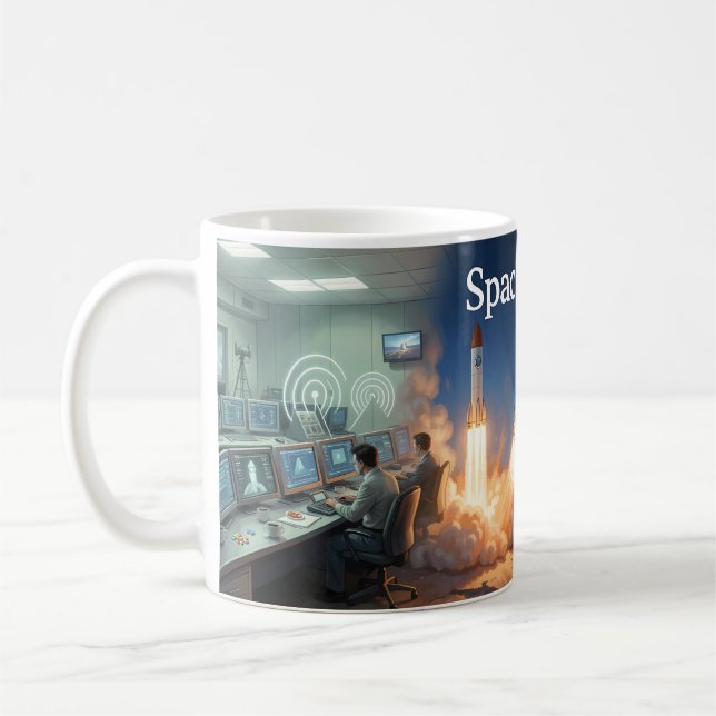 Space Oddity Cosmic Launch Poster Coffee Mug (Left)